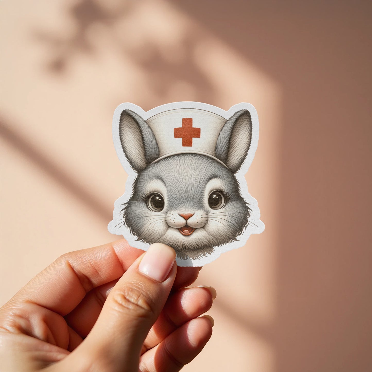 Cute Nurse Bunny Sticker, Cartoon Rabbit Vinyl Decal, Nursing Theme Adhesive, Medical Professional Gift, Durable Waterproof Sticker