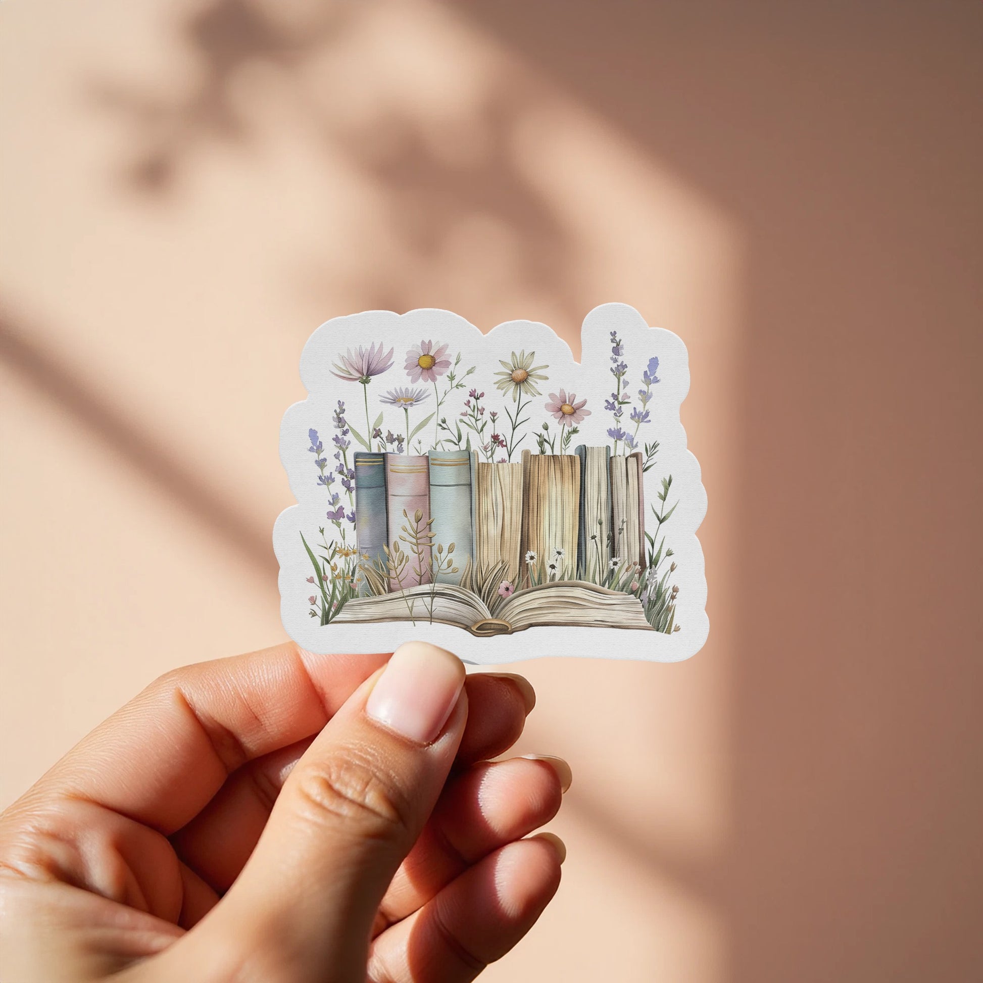 Pastel Colored Books Floral Design Sticker product