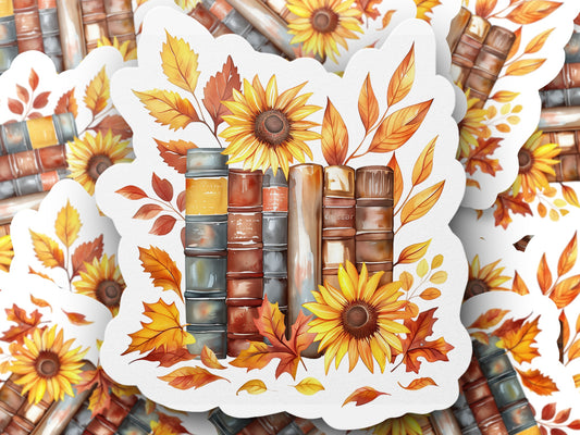 Autumn Leaves and Sunflowers Books Sticker product