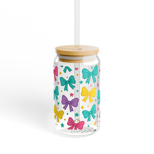 Colorful Butterfly Glass Jar with Bamboo Lid, Kitchen Storage Container, Decorative Multipurpose Jar