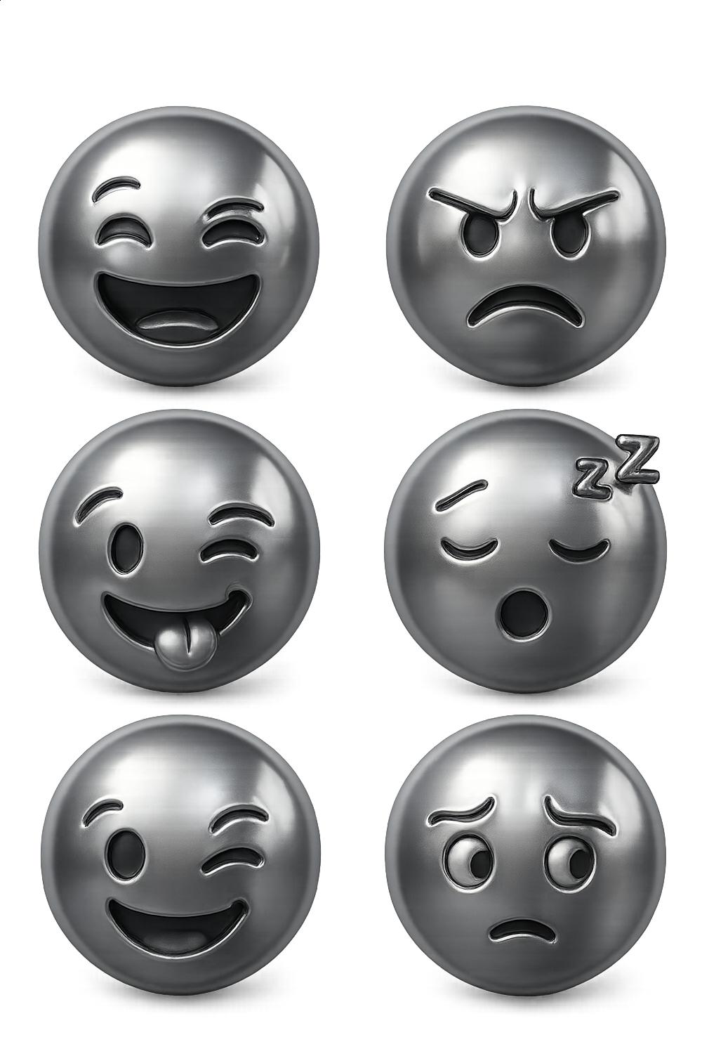 Set of 6 Emoji Magnets, Smiley Faces, Modern Kitchen Fridge Decor, Unique Gift Idea