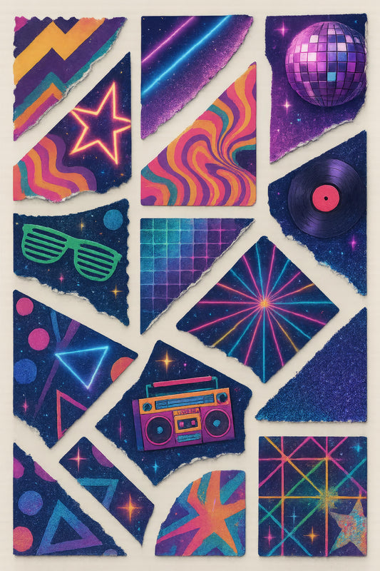 Colorful Retro Aesthetic Sticker Pack, Vinyl Decals, 80s 90s Theme, Waterproof, Laptop and Phone Decoration, Trendy Design
