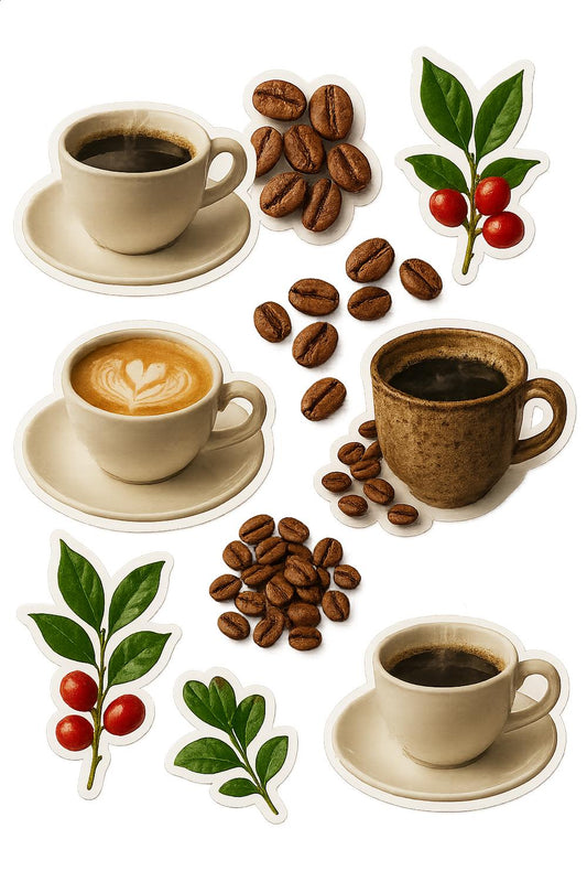 Coffee Art Print, Kitchen Wall Decor, Espresso Latte Art, Coffee Beans Illustration, Café Style Artwork, Coffee Lover Gift Idea