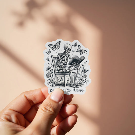 Skeleton with Butterflies Reading Chair Sticker product