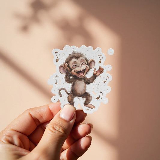 Cheerful Dancing Monkey with Musical Notes Sticker product