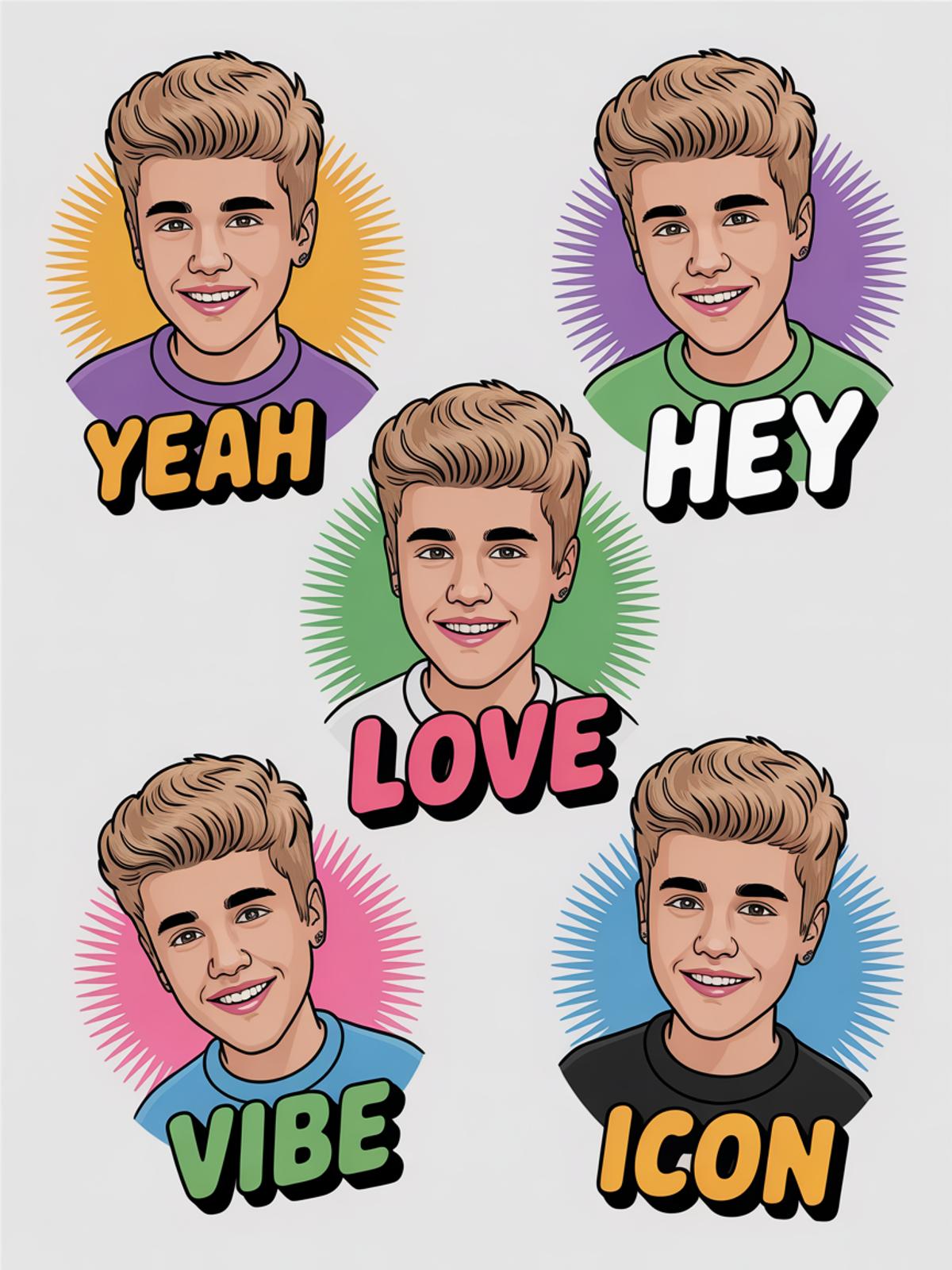 Pop Art Styled Celebrity Portrait Illustrations, Colorful Background, Modern Wall Art Decor