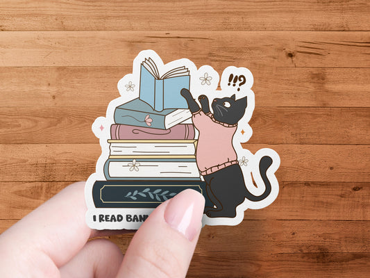 Cute Cat and Books Stack Sticker product type