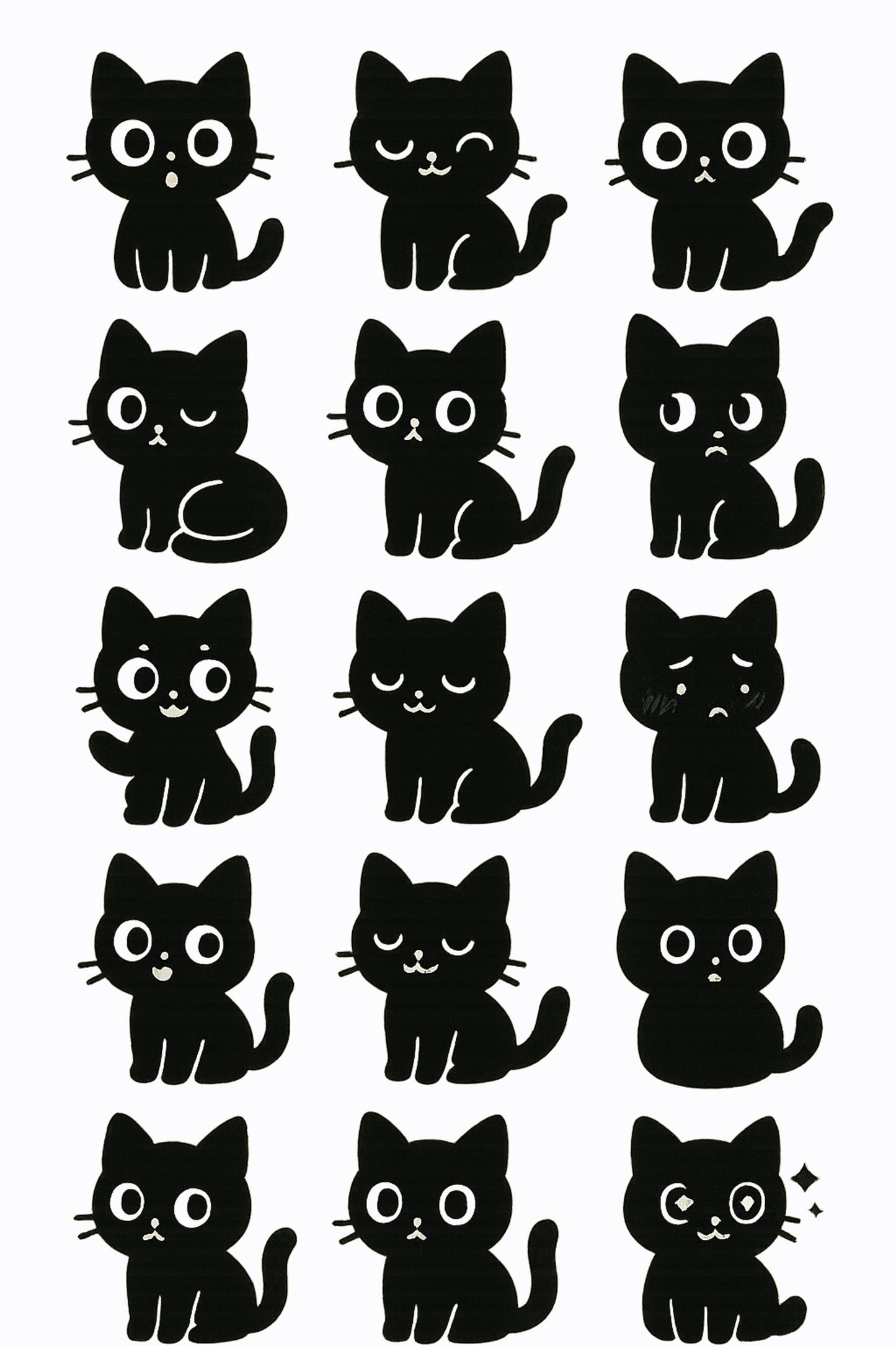 Cute Black Cat Stickers, Cartoon Cat Decals, Vinyl Kitten Stickers for Laptops and Notebooks