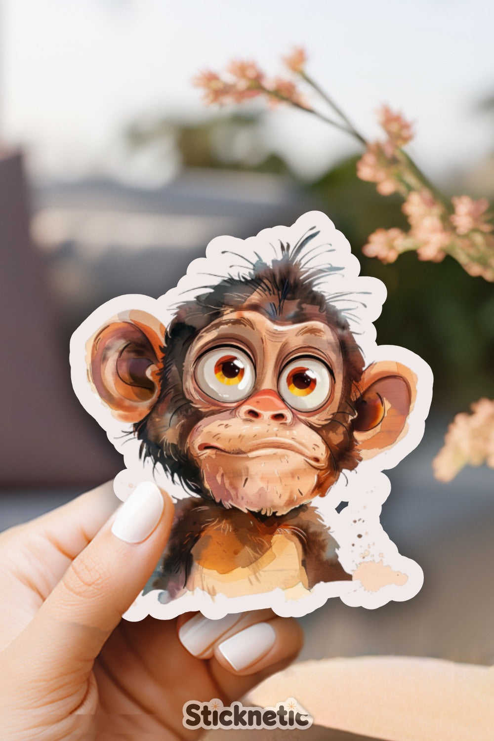 Adorable Baby Monkey Sticker with Big Eyes product type