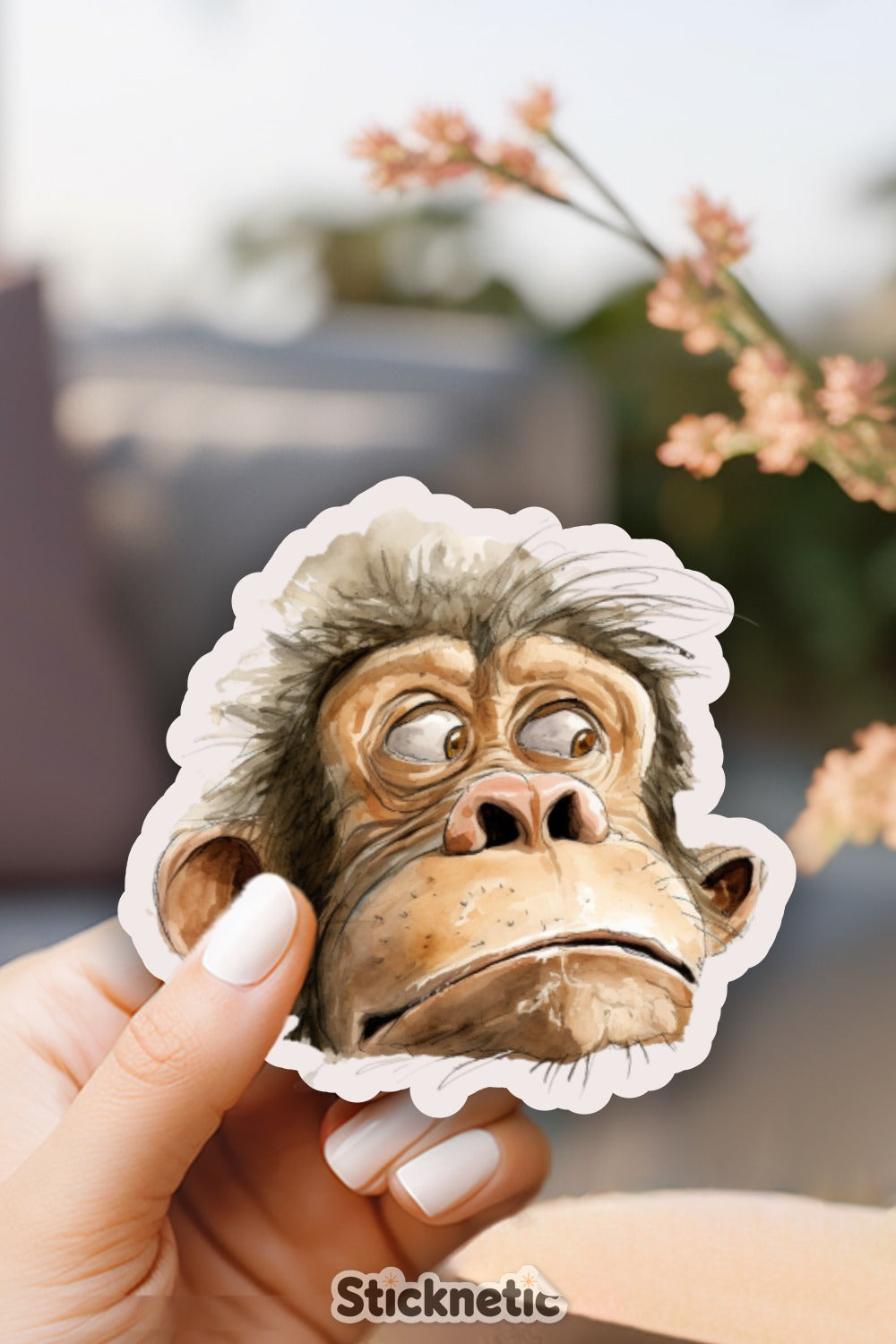 Funny Cartoon Monkey Sticker with Goofy Face product type