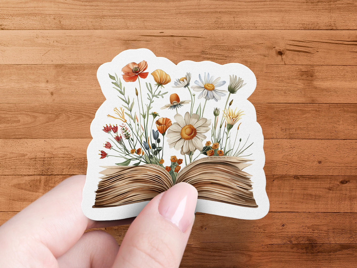 Vintage Floral Book with Flowers Sticker product type