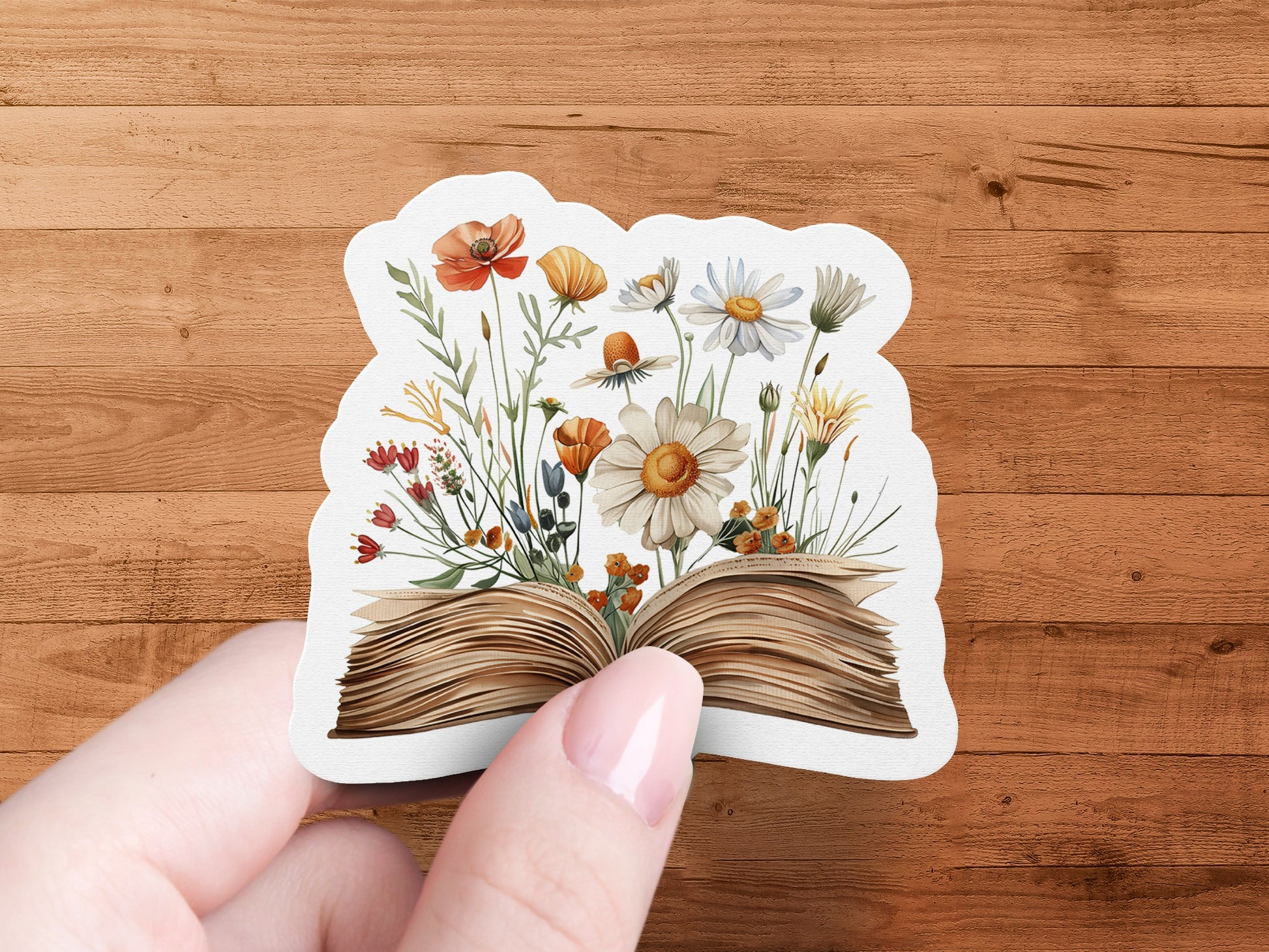 Vintage Floral Book with Flowers Sticker product type