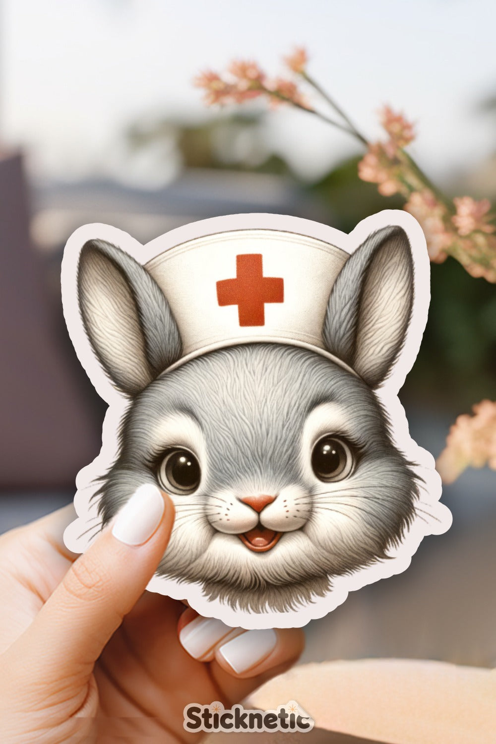 Cute Nurse Bunny Sticker, Adorable Rabbit Nurse Vinyl Decal, Medical Themed Stickers for Laptops and Notebooks