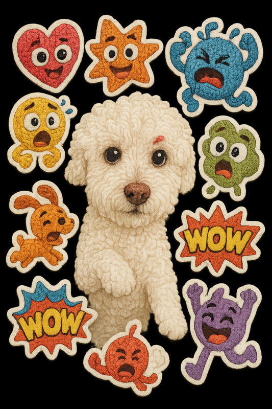 Cute Puppy and Colorful Cartoon Emojis Iron-On Patches, Embroidered Appliques for DIY Projects, Kids Clothing Accessories
