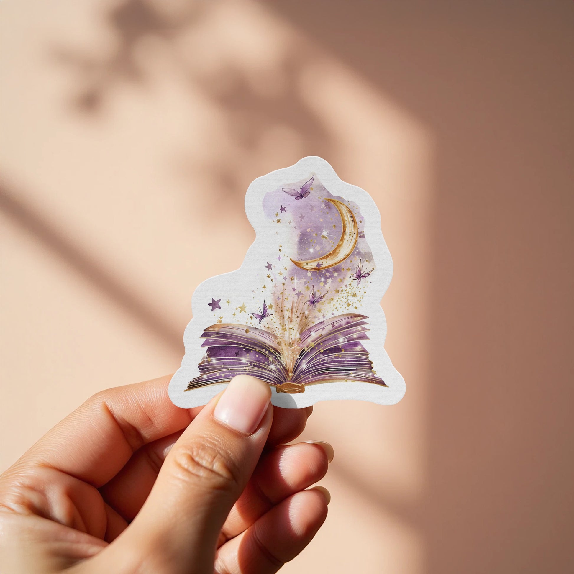 Mystical Moon and Book Holographic Magic Sticker product type