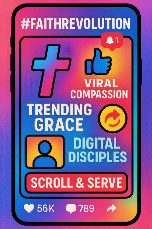 Colorful Faith Revolution Viral Compassion Digital Grace Scroll Serve Poster Art