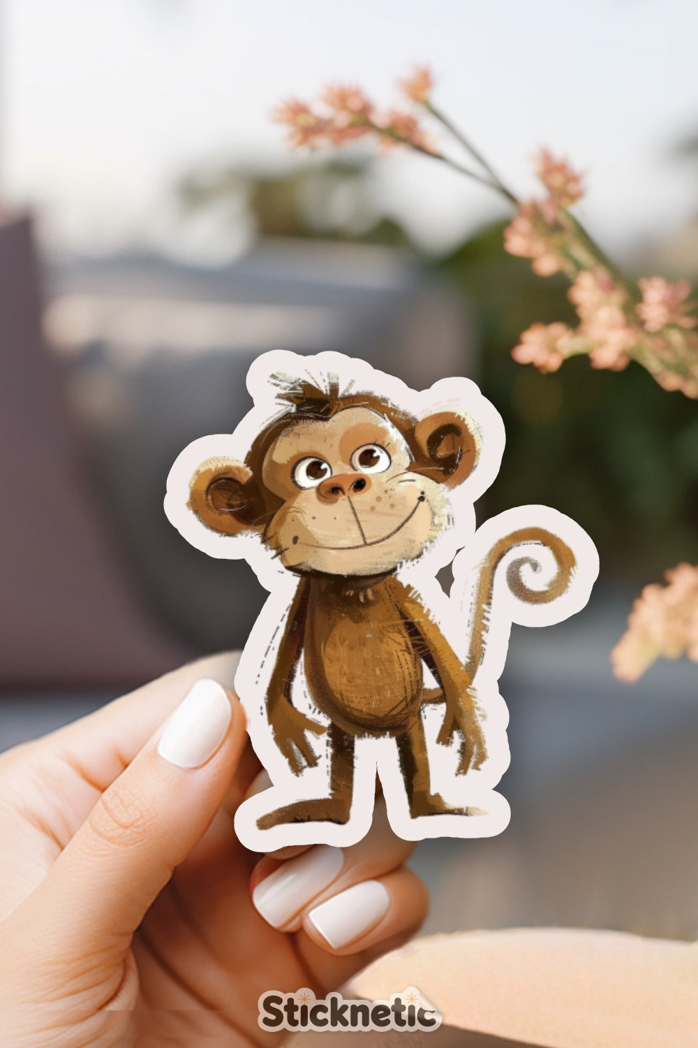Playful Cartoon Monkey Design Sticky Product