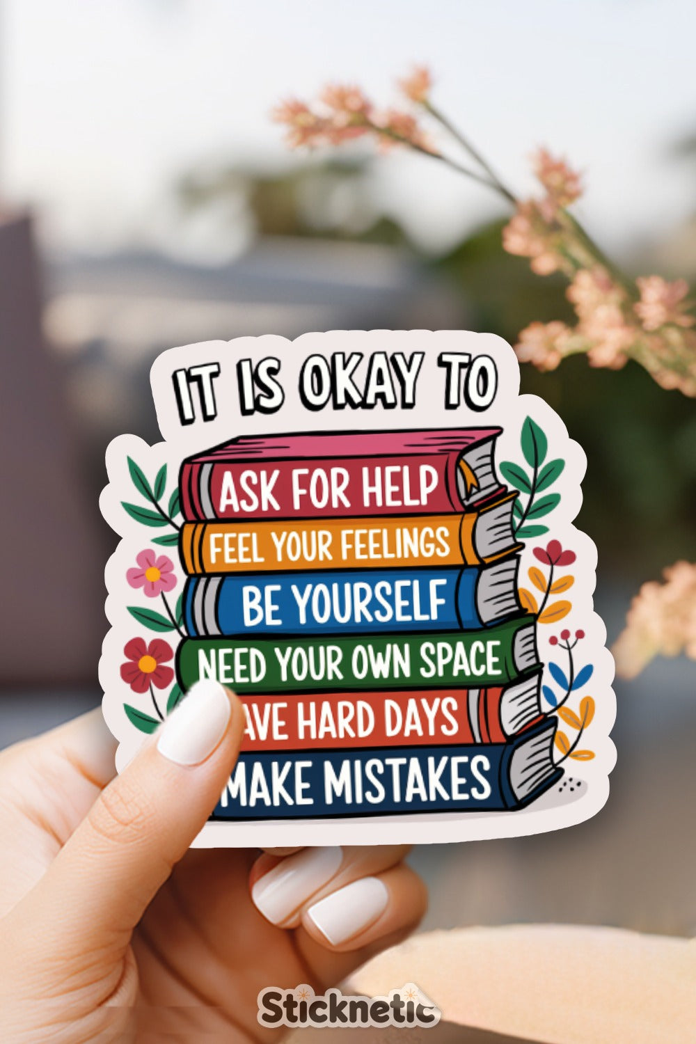 Inspirational Books and Flowers Sticker product