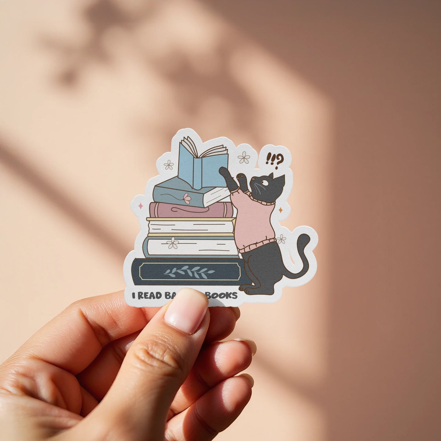 Cat Reading Books Graphic Sticker product