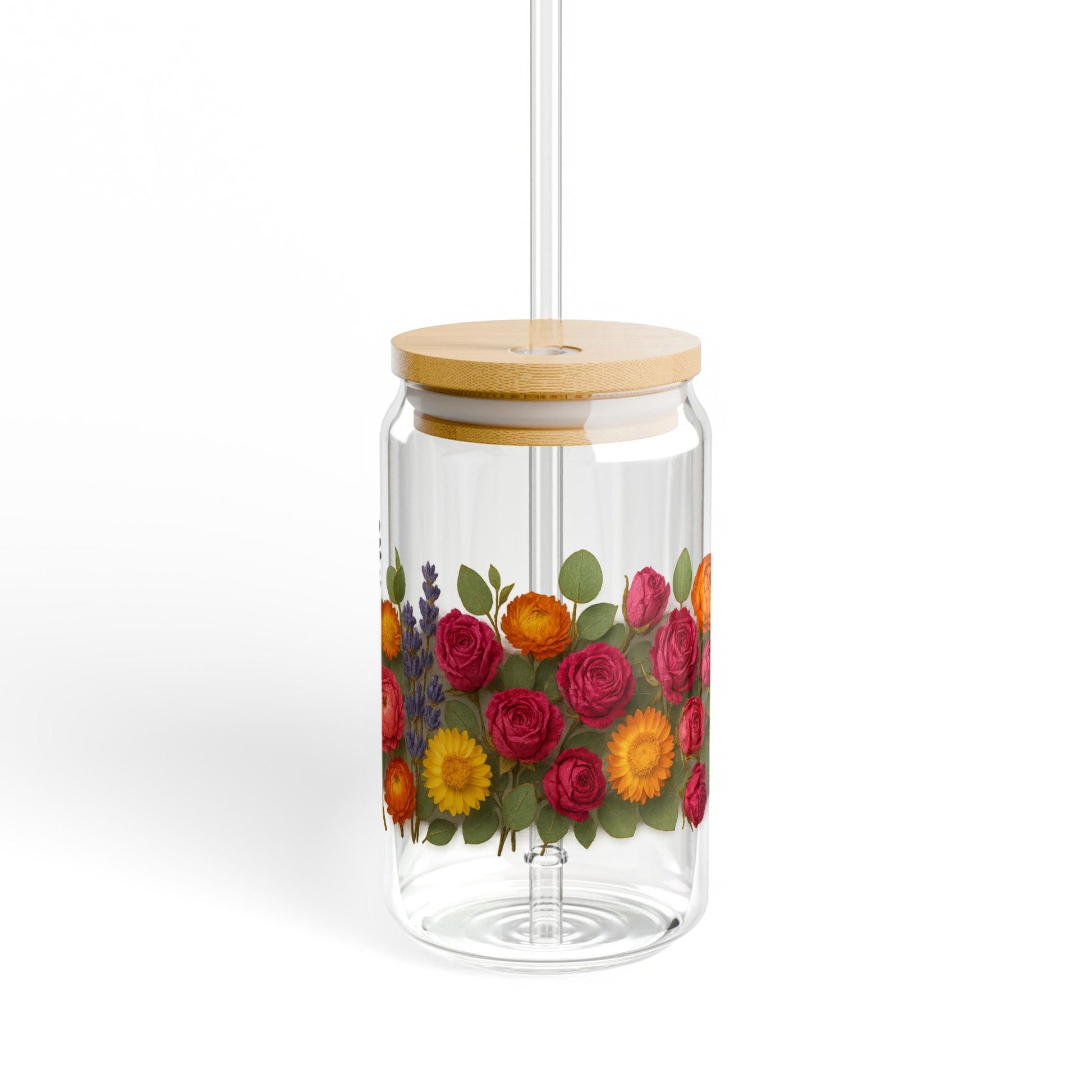 Floral Glass Jar Pendant Light, Colorful Rose Design, Ceiling Hanging Lamp, Home Decor