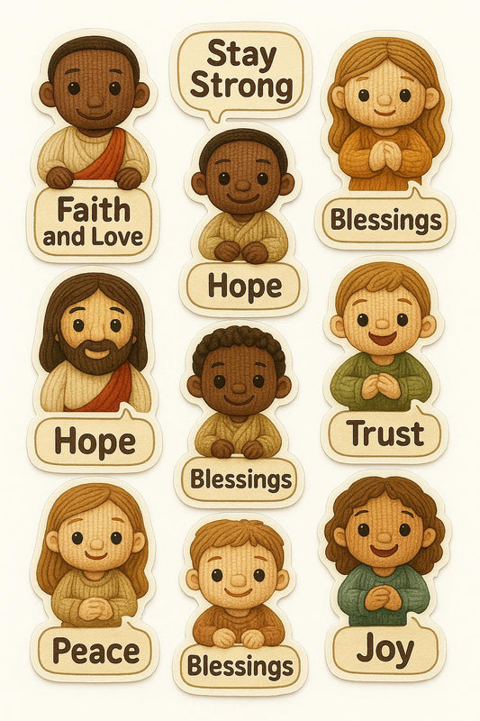 Wooden Inspirational Figures Set, Diversity and Love, Blessings, Hope, Joy, Peace Decor