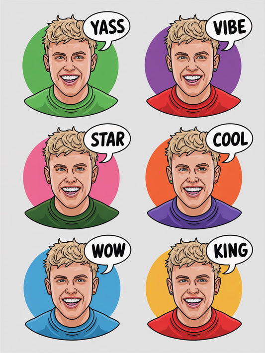 Pop Art Style Male Portrait Colorful Backgrounds Cartoon Speech Bubbles Vibrant Wall Art