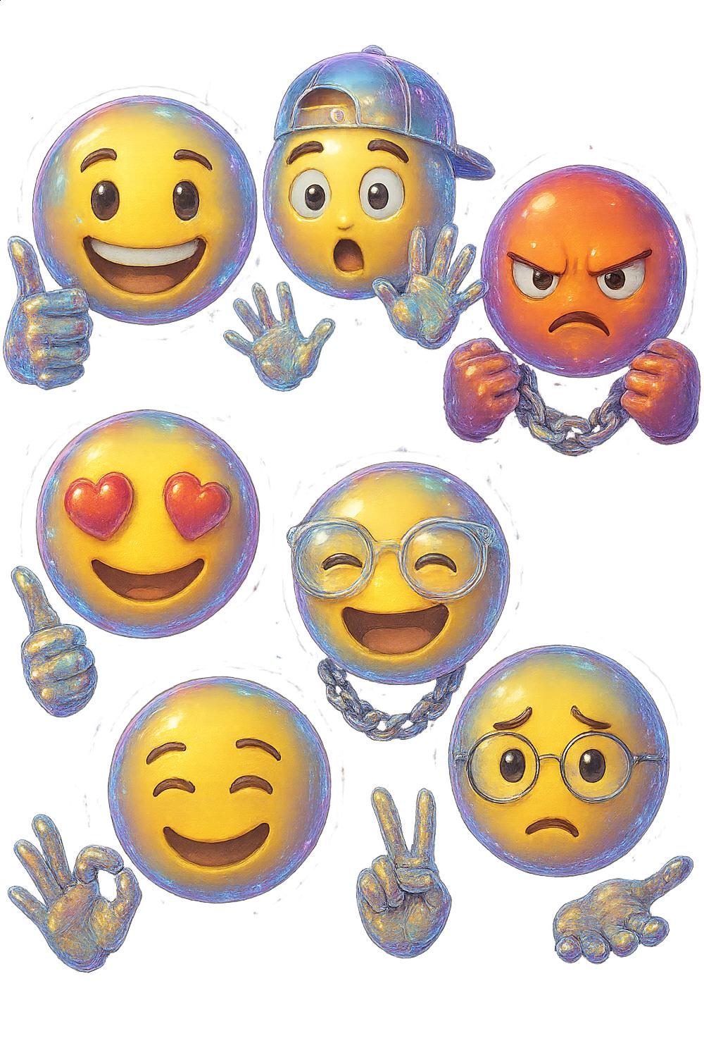 Emoji Stickers Pack, Colorful Vinyl Decals, Cute Laptop and Phone Decoration, Trendy Water-Resistant Emoticons, Multiple Expressions
