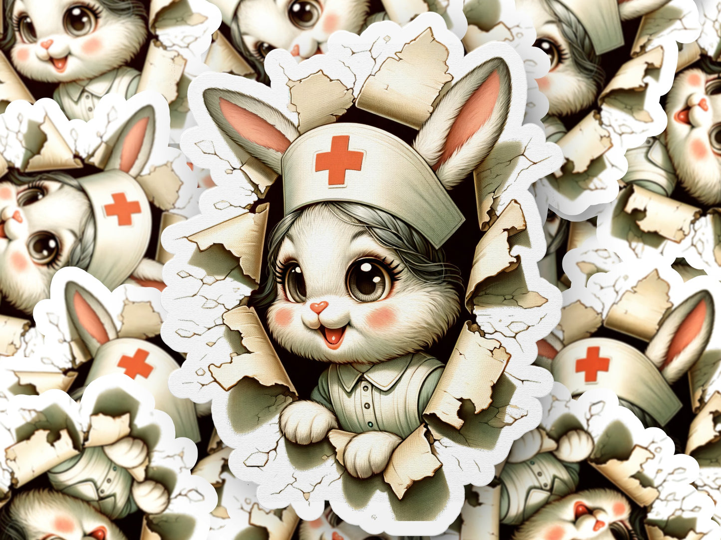 Cute Nurse Bunny Stickers, Adorable Rabbit Vinyl Decals, Healthcare Worker Gift, Kawaii Animal Sticker Pack