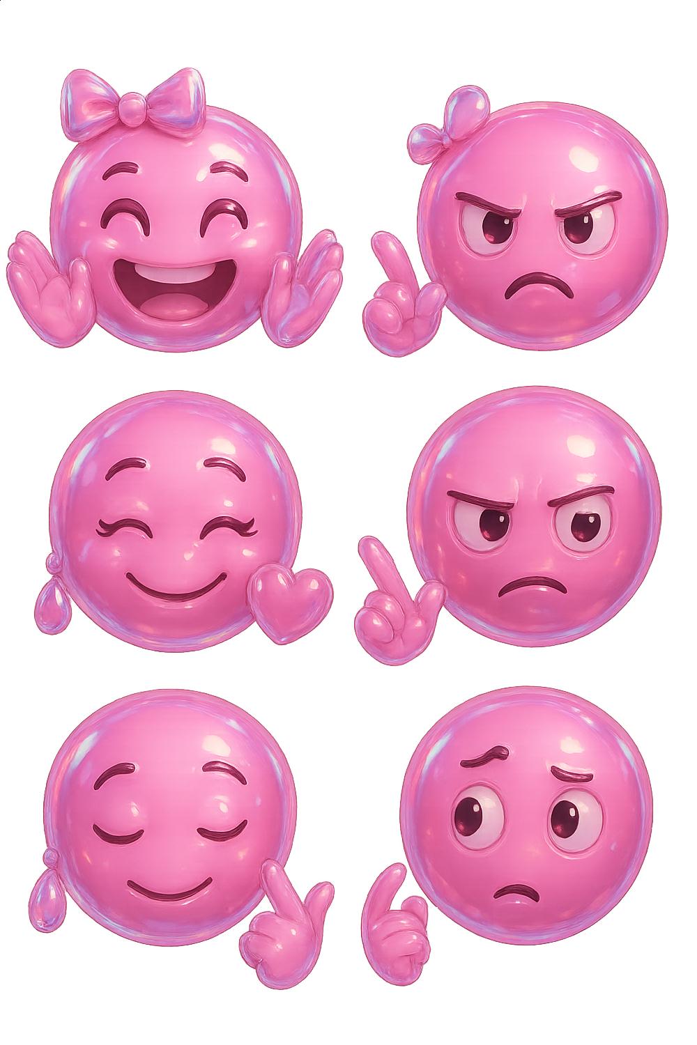 Cute Pink Emoji Stickers, Decorative Vinyl Emoticon Decals for Laptops and Water Bottles