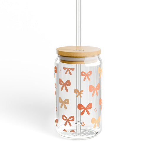 Floral Pattern Glass Jar with Bamboo Lid, Elegant Storage, Kitchen Decor, Modern Home Essentials