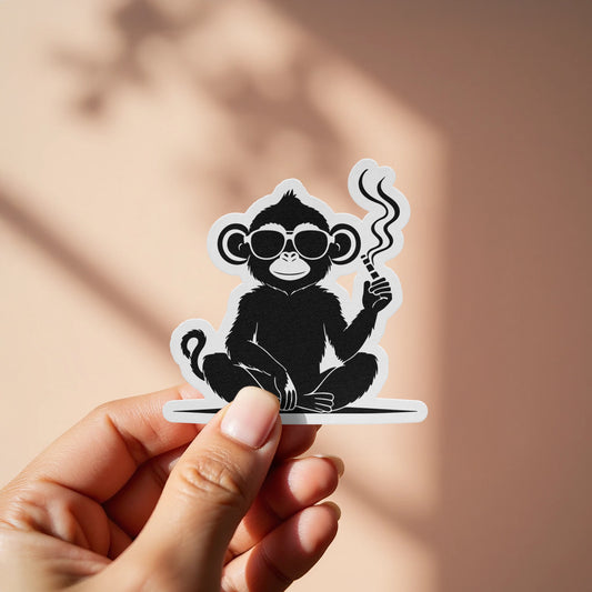 Cool Monkey Sticker with Sunglasses and Smoke product type