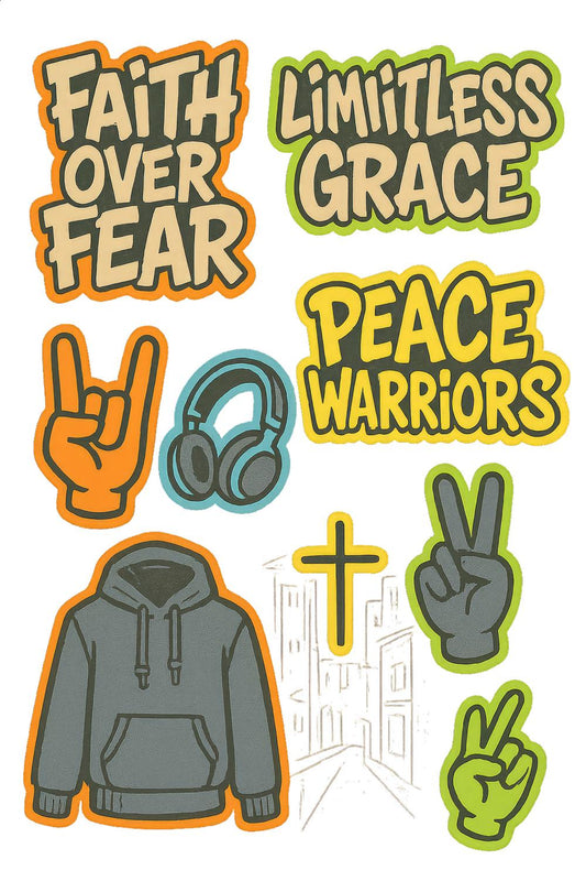 Faith Over Fear Stickers, Peace Warriors, Limitless Grace, Christian Motivational Decal Set for Laptops and Journals