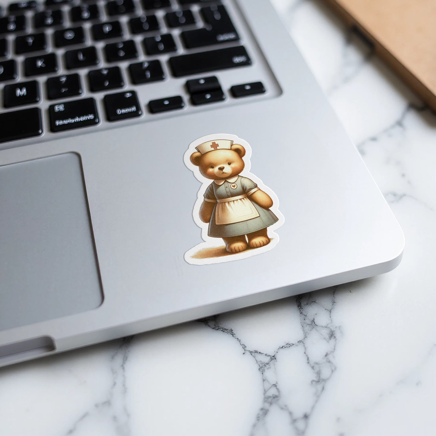 Cute Teddy Bear Nursing Sticker On Laptop Product