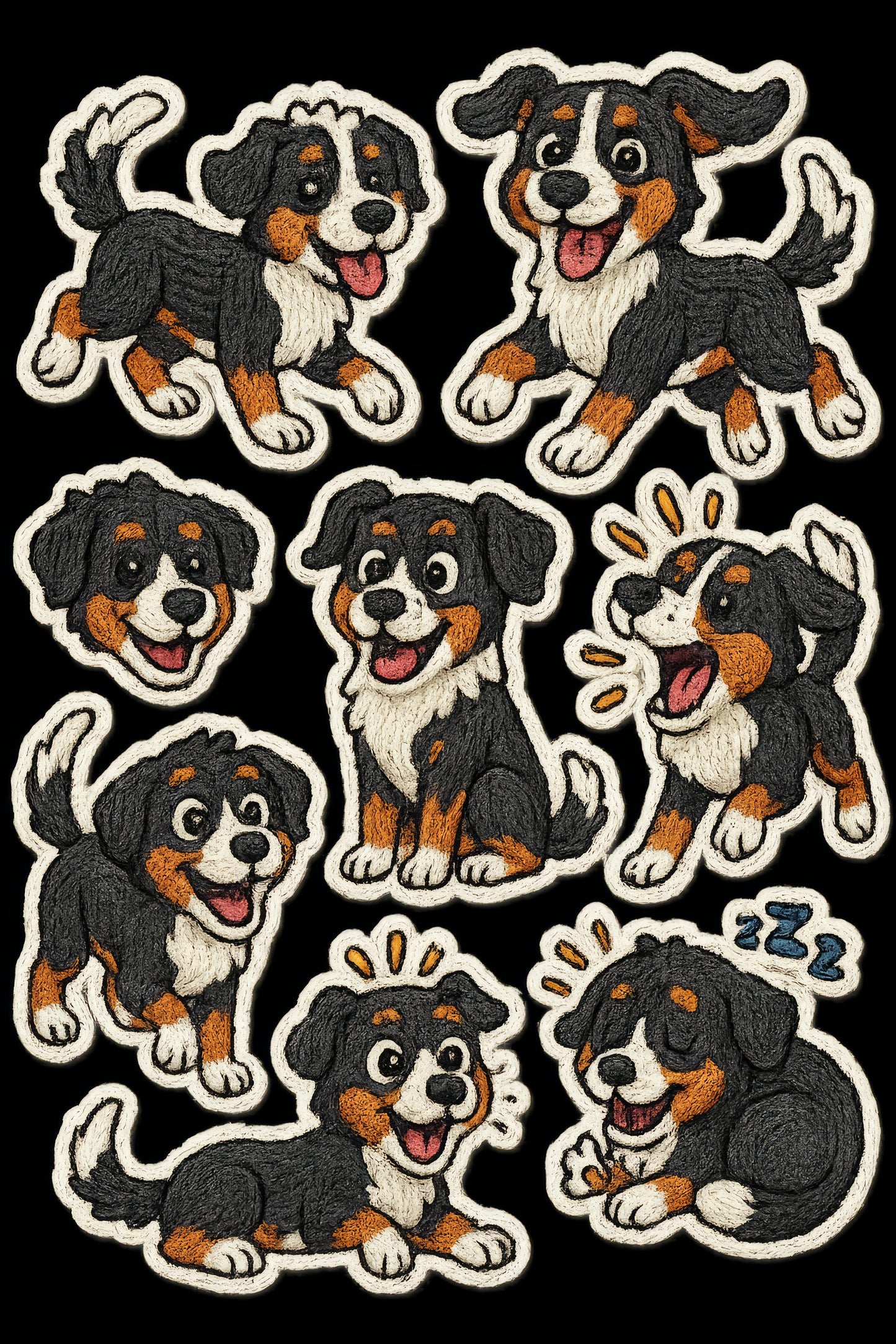 Bernese Mountain Dog Patches, Embroidered Iron-On Applique, Cute Pet Designs, Sew On Badge for DIY Projects, Clothes and Bags Decor