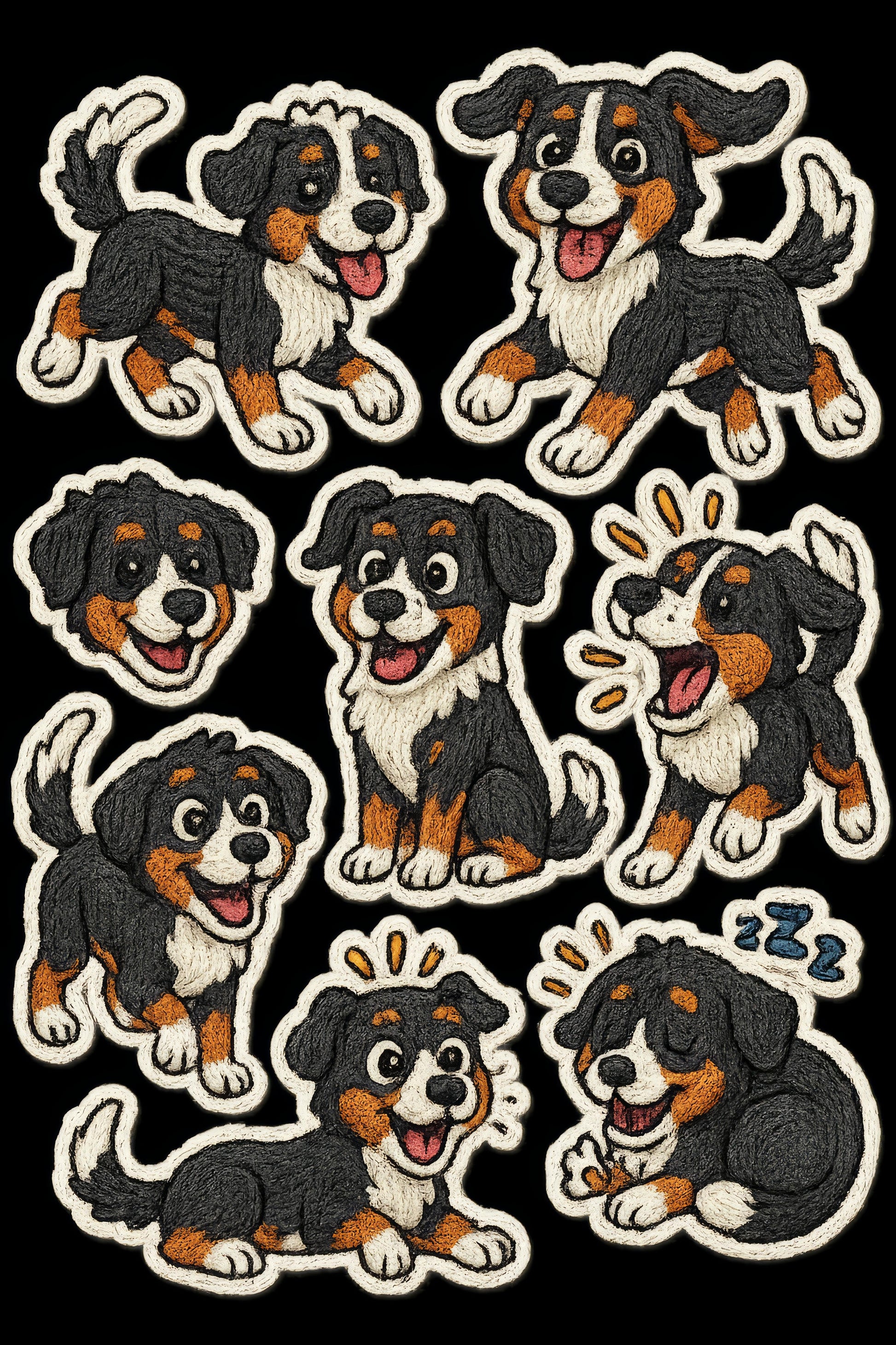 Bernese Mountain Dog Patches, Embroidered Iron-On Applique, Cute Pet Designs, Sew On Badge for DIY Projects, Clothes and Bags Decor