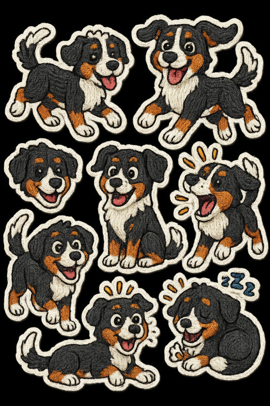 Bernese Mountain Dog Patches, Embroidered Iron-On Applique, Cute Pet Designs, Sew On Badge for DIY Projects, Clothes and Bags Decor