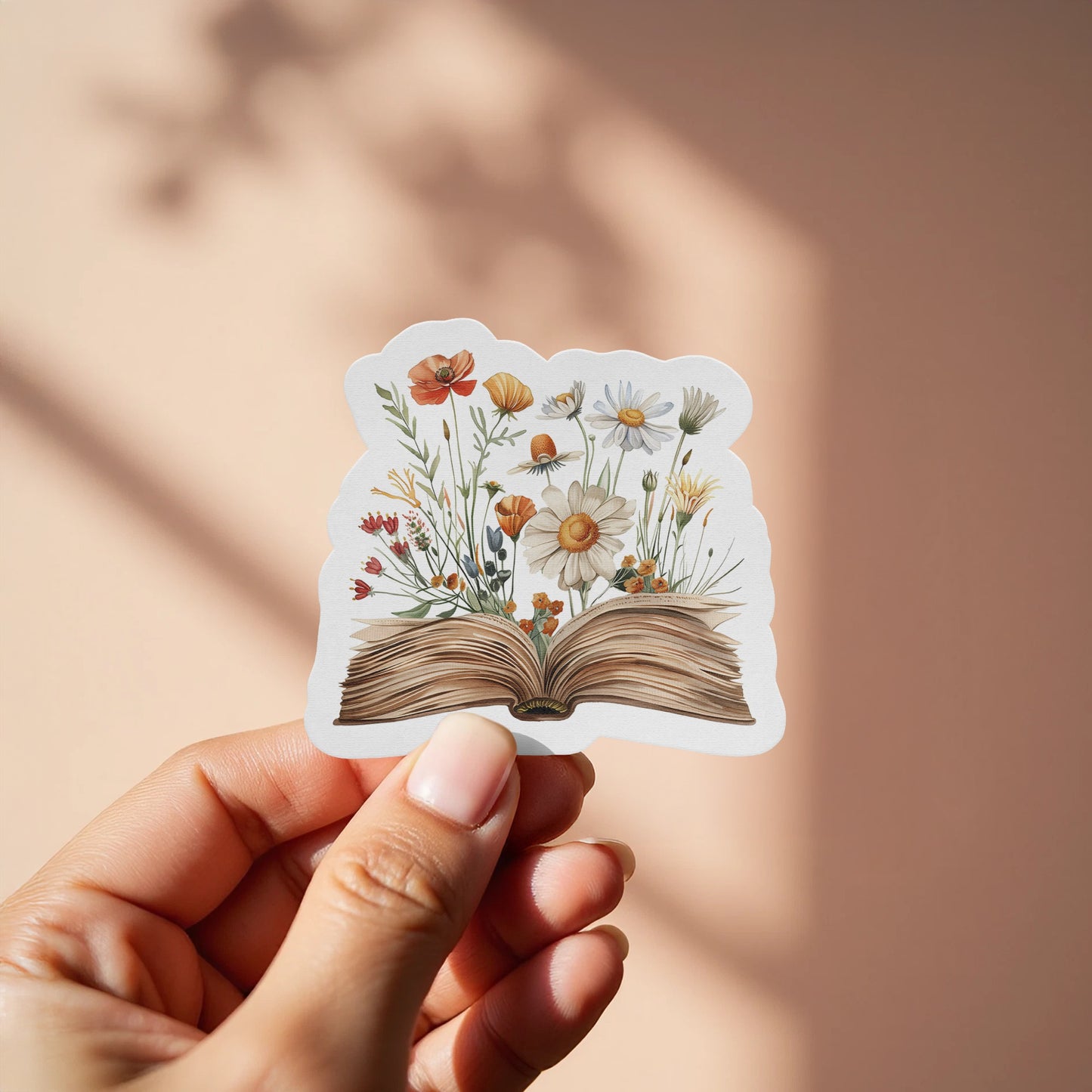 Whimsical Flowers Blooming from Book Sticker product type