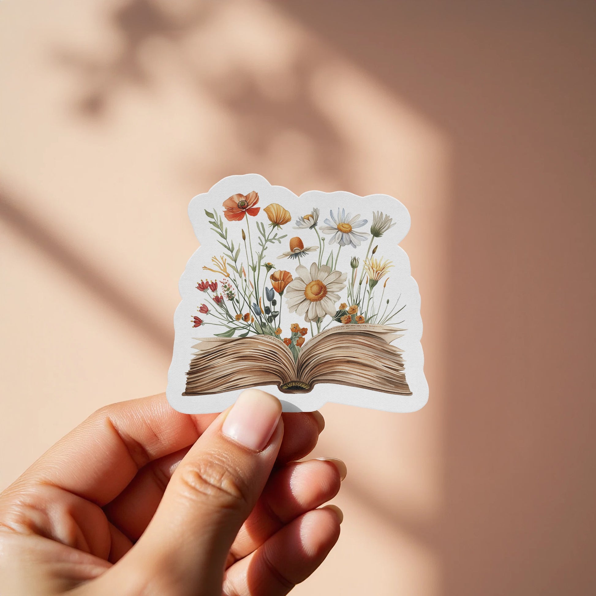 Whimsical Flowers Blooming from Book Sticker product type