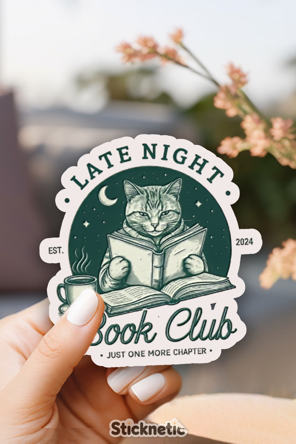 Late Night Book Club Reading Cat Sticker product