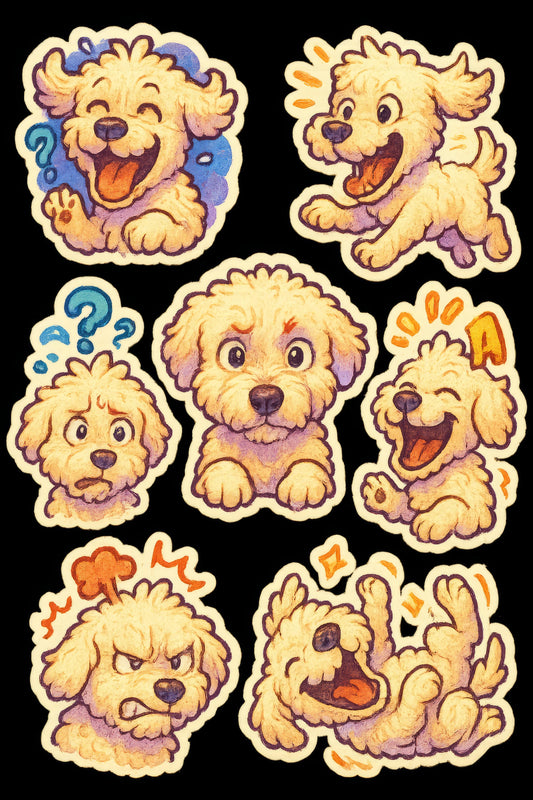 Cute Dog Stickers Set, Playful Puppies, Cartoon Animal Decals, Bright Colors, Gift for Kids, Pet Lovers Craft Supplies