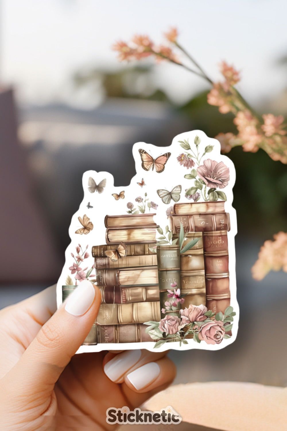 Vintage Book Decor with Butterflies Sticker product
