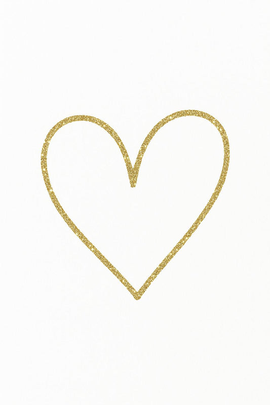 Gold Glitter Heart Print, Minimalist Love Wall Art, Elegant Romantic Decor, Wedding Gift Idea