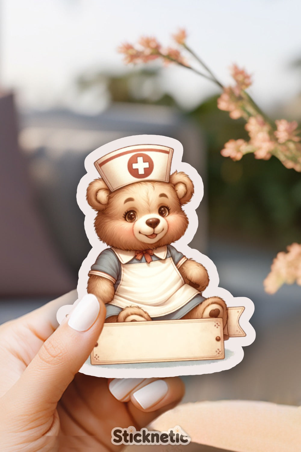 Cute Nurse Bear Sticker for Medical Enthusiast product type