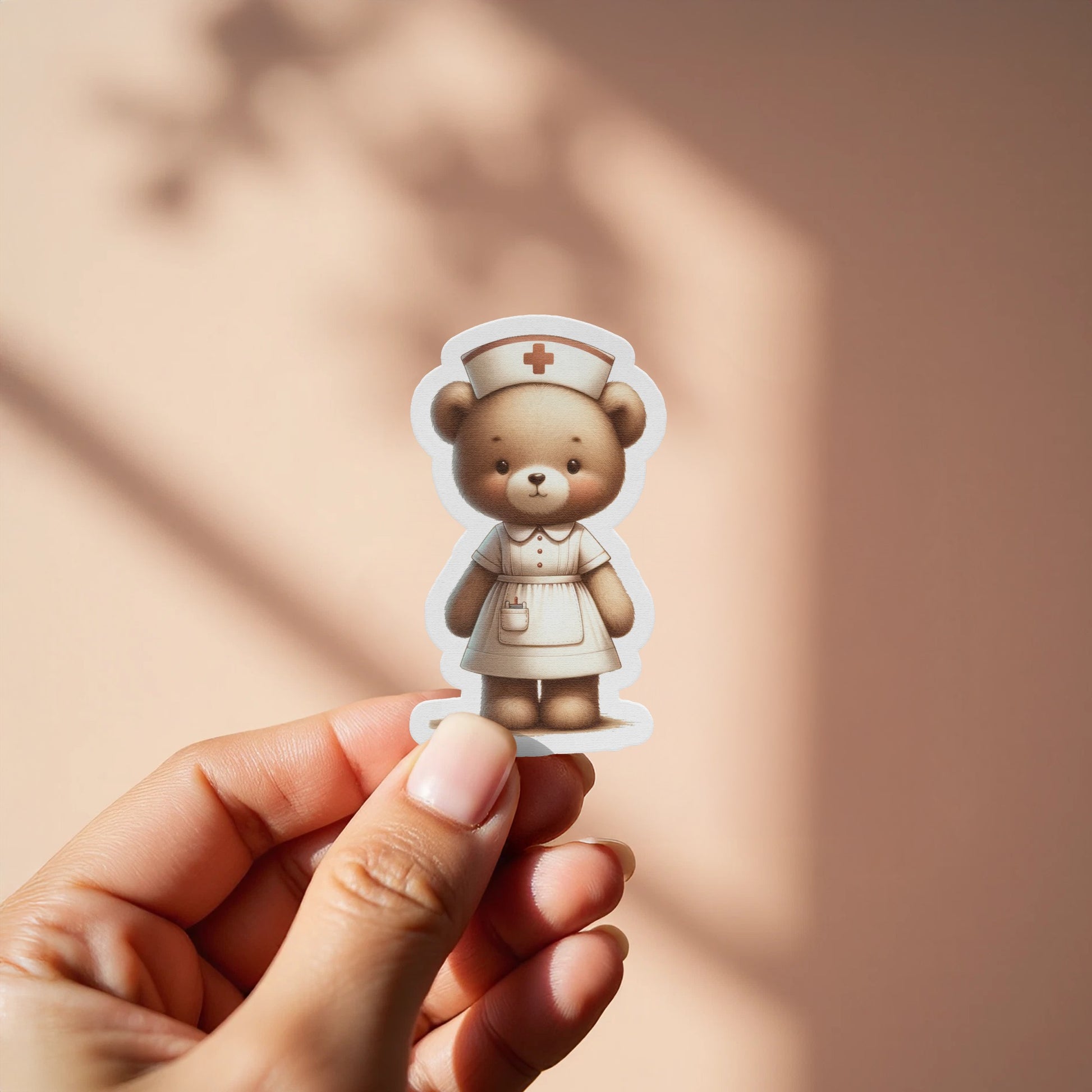 Cute Nurse Bear Sticker for Decor or Crafting product type