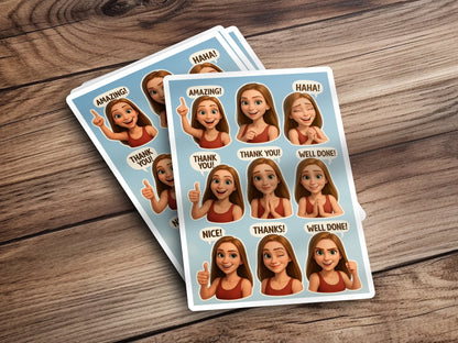 Emoji Stickers Pack, Assorted Expressions, Funny Cartoon Faces, Thank You, Well Done, Amazing, Nice, Haha, Cute Gift Idea