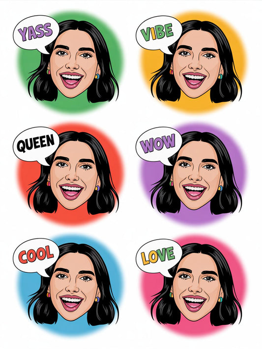 Pop Art Style Female Face Illustrations, Colorful Comic Expressions, Modern Wall Art Decor, Vibrant Digital Prints, Set of Six