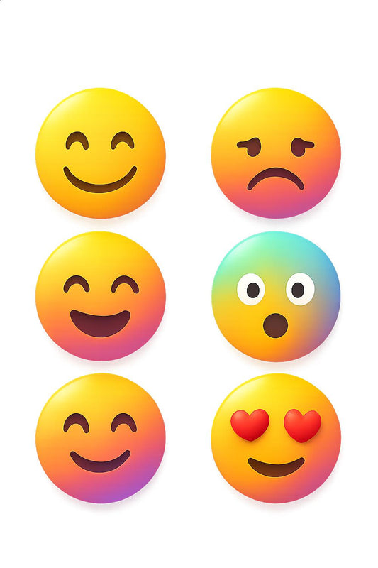 Emoji Sticker Pack, Colorful Smiley Faces, Happy, Sad, Love, Surprise Expression Emojis