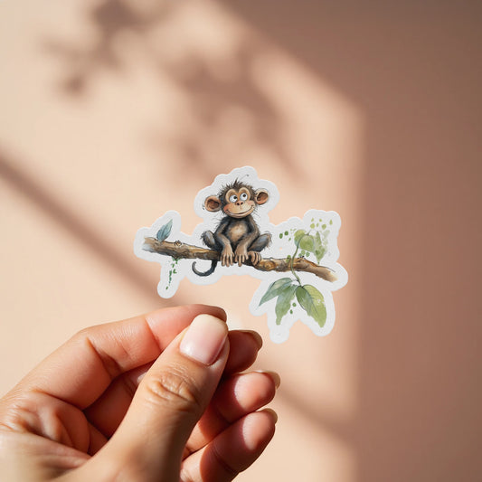 Adorable Baby Monkey on Branch Sticker product