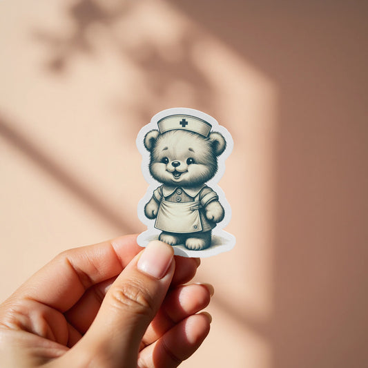 Cute Bear Nurse Cartoon Sticker product
