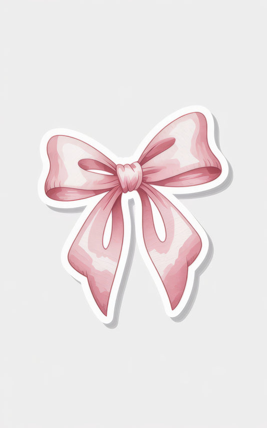 Pink Bow Sticker, Cute Girly Decal, Waterproof Vinyl Sticker for Laptops and Journals